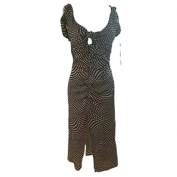 For Love & Lemons Beth Polka Dot Midi Dress | Ruched Slit | Size S | NWT - Picture 4 of 5